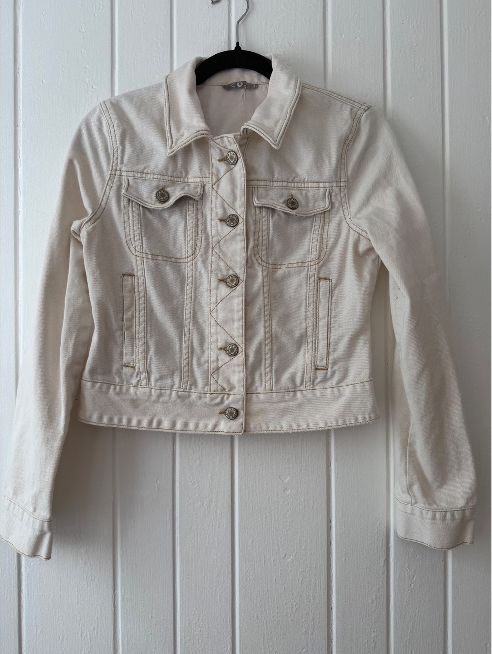 Free People Women's Cream Denim Jacket XS